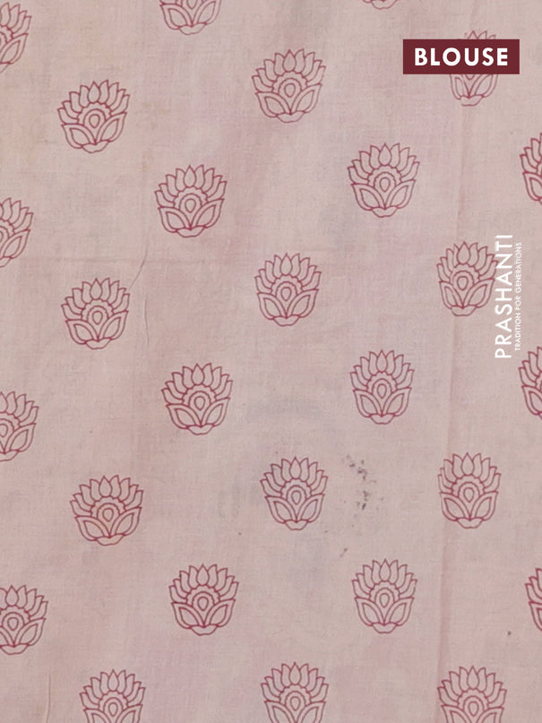 Kalamkari cotton saree beige and maroon with allover prints and printed border