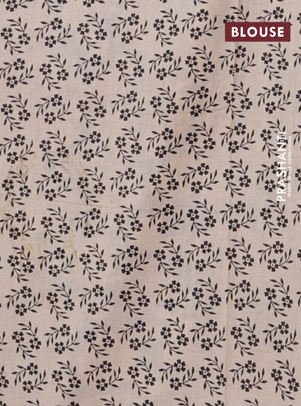 Kalamkari cotton saree blue and beige with elephant butta prints and printed border