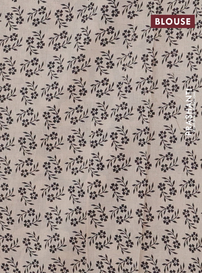 Kalamkari cotton saree black and beige with elephant butta prints and printed border