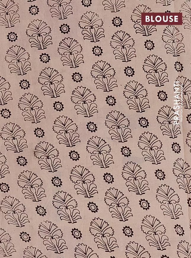 Kalamkari cotton saree maroon and yellow with allover prints and printed border