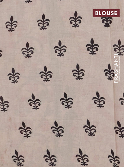 Kalamkari cotton saree sap green and beige with allover prints and printed border