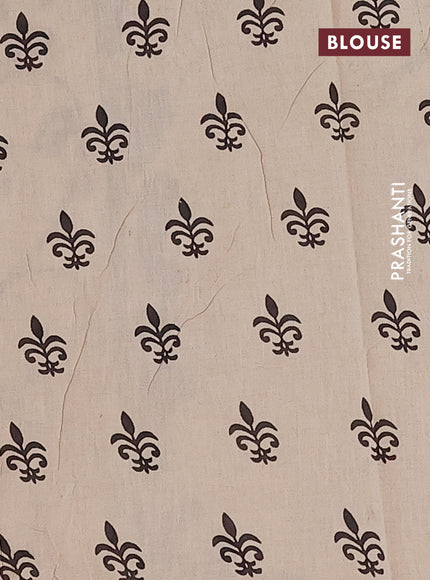 Kalamkari cotton saree black and beige with allover prints and printed border