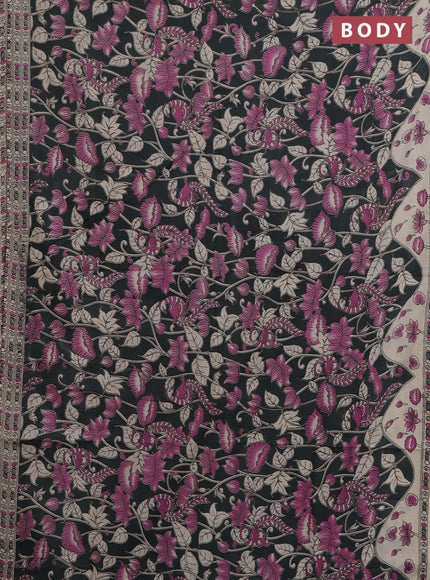 Kalamkari cotton saree grey and beige with allover prints and printed border