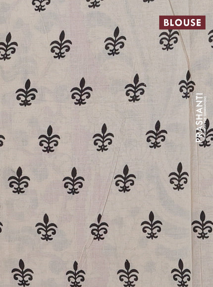 Kalamkari cotton saree grey and beige with allover prints and printed border