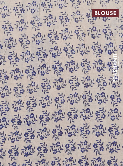 Kalamkari cotton saree beige and blue with annam butta prints and printed border