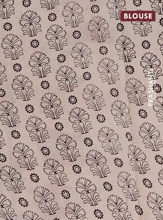 Kalamkari cotton saree black and beige with allover pichwai prints and printed border