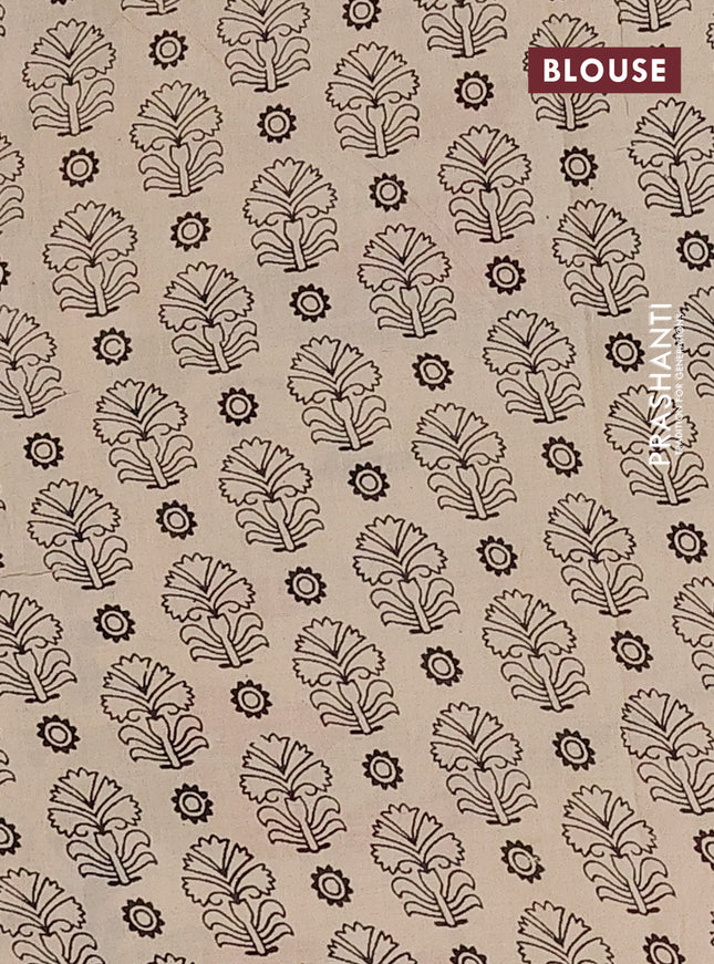 Kalamkari cotton saree orange and beige with allover pichwai prints and printed border