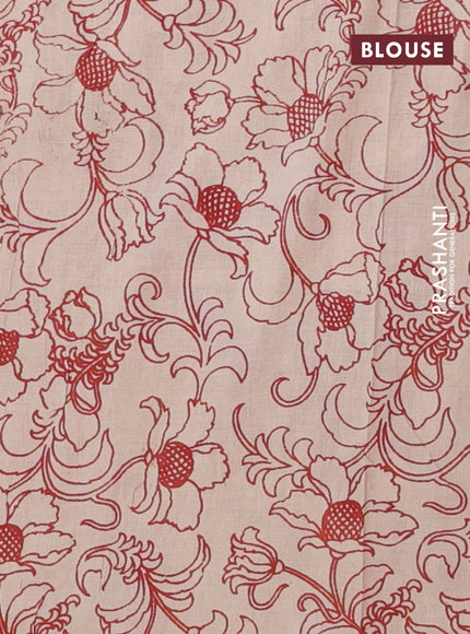 Kalamkari cotton saree yellow and maroon with allover prints and printed border