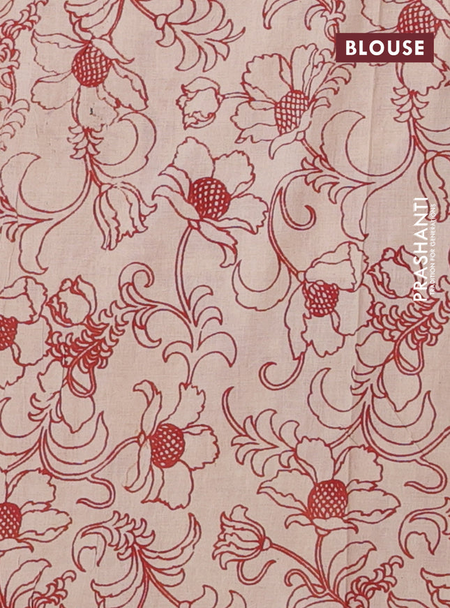 Kalamkari cotton saree yellow and maroon with allover prints and printed border