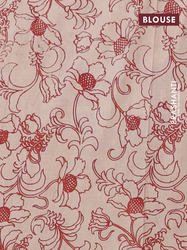 Kalamkari cotton saree yellow and maroon with allover prints and printed border