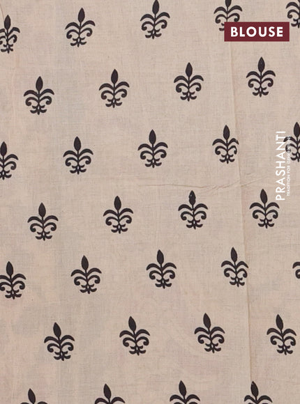 Kalamkari cotton saree grey and beige with allover prints and printed border