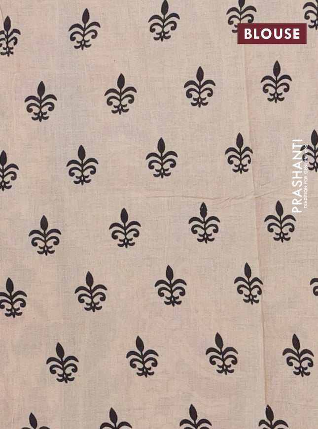 Kalamkari cotton saree grey and beige with allover prints and printed border