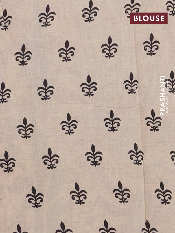 Kalamkari cotton saree grey and beige with allover prints and printed border