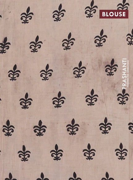 Kalamkari cotton saree blue and beige with allover prints and printed border