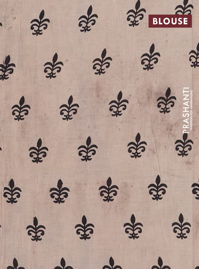 Kalamkari cotton saree blue and beige with allover prints and printed border