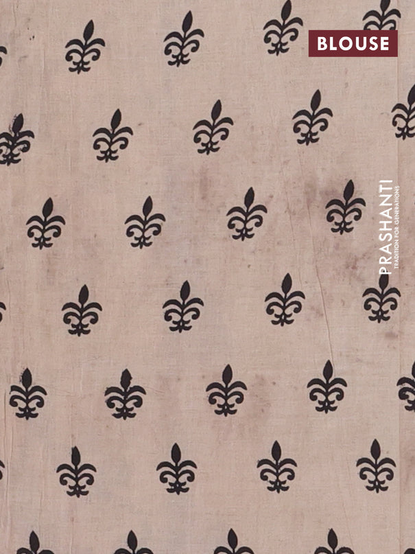 Kalamkari cotton saree blue and beige with allover prints and printed border