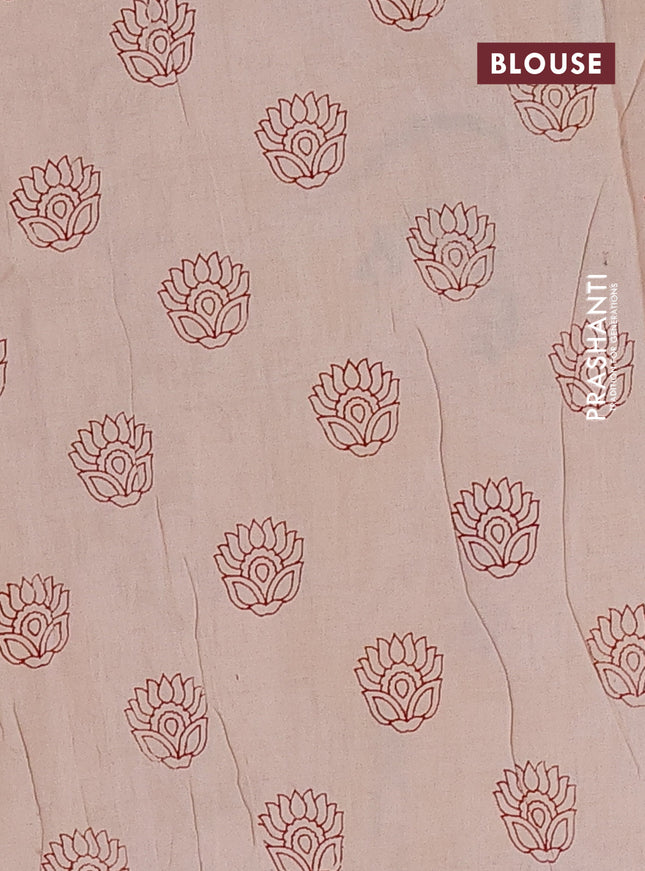 Kalamkari cotton saree maroon and beige with allover prints and printed border