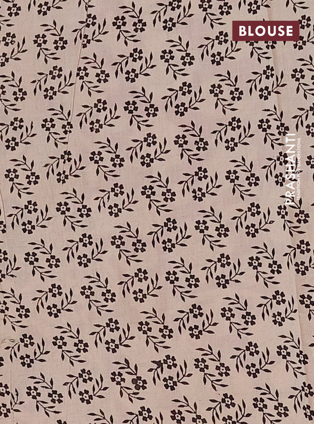 Kalamkari cotton saree beige and maroon with allover prints and printed border