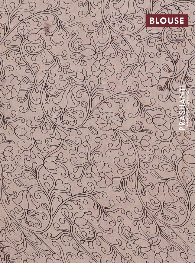 Kalamkari cotton saree beige and yellow with allover pichwai prints and printed border