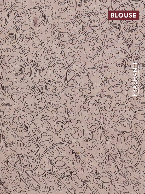 Kalamkari cotton saree beige and yellow with allover pichwai prints and printed border