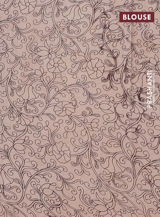 Kalamkari cotton saree maroon and beige with allover pichwai prints and printed border
