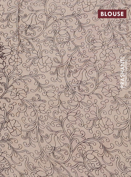 Kalamkari cotton saree yellow and beige with allover pichwai prints and printed border