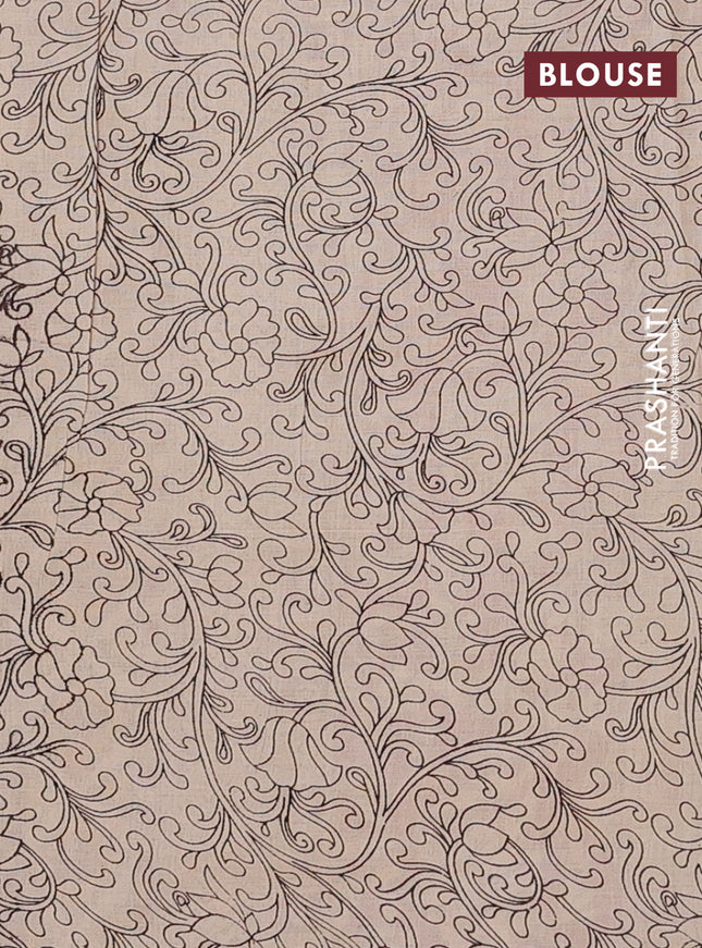 Kalamkari cotton saree yellow and beige with allover pichwai prints and printed border