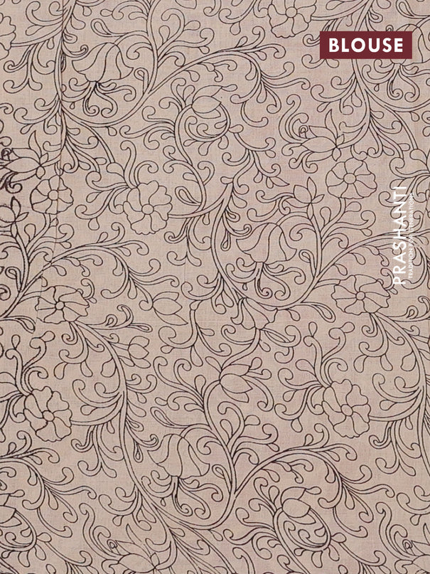 Kalamkari cotton saree yellow and beige with allover pichwai prints and printed border