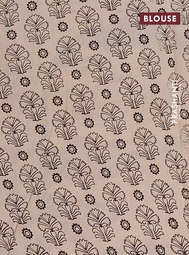 Kalamkari cotton saree grey and beige with allover prints and printed border