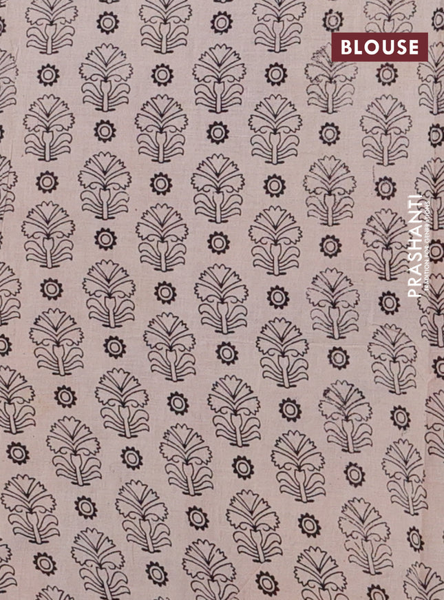 Kalamkari cotton saree maroon and beige with allover prints and printed border