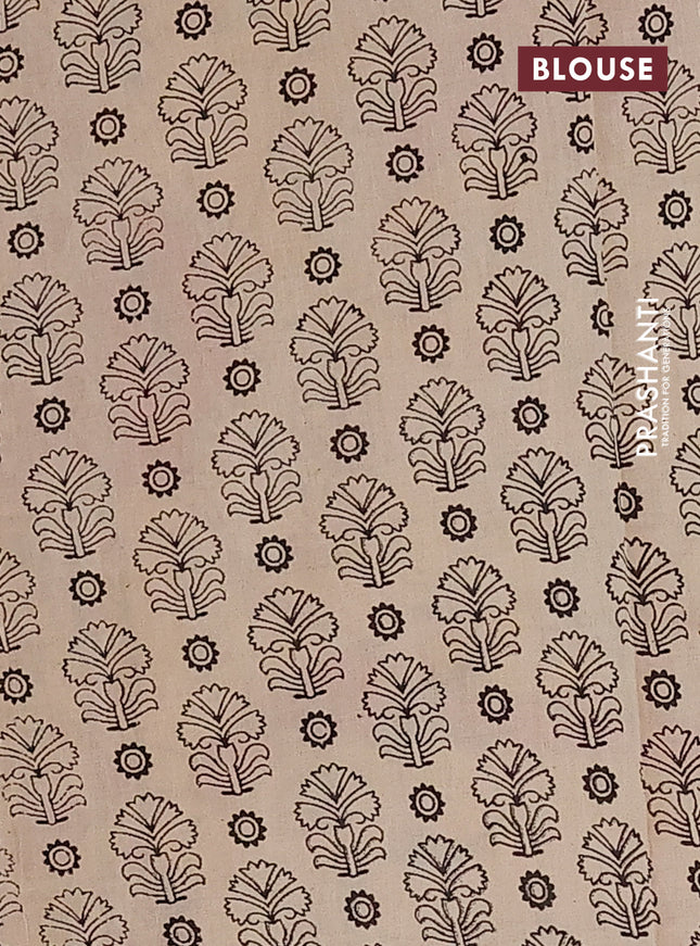 Kalamkari cotton saree red and beige with allover prints and printed border