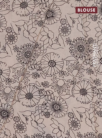 Kalamkari cotton saree black and beige with allover prints and printed border