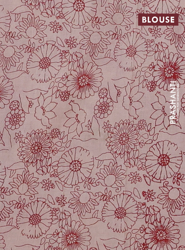 Kalamkari cotton saree maroon and beige with allover prints and printed border