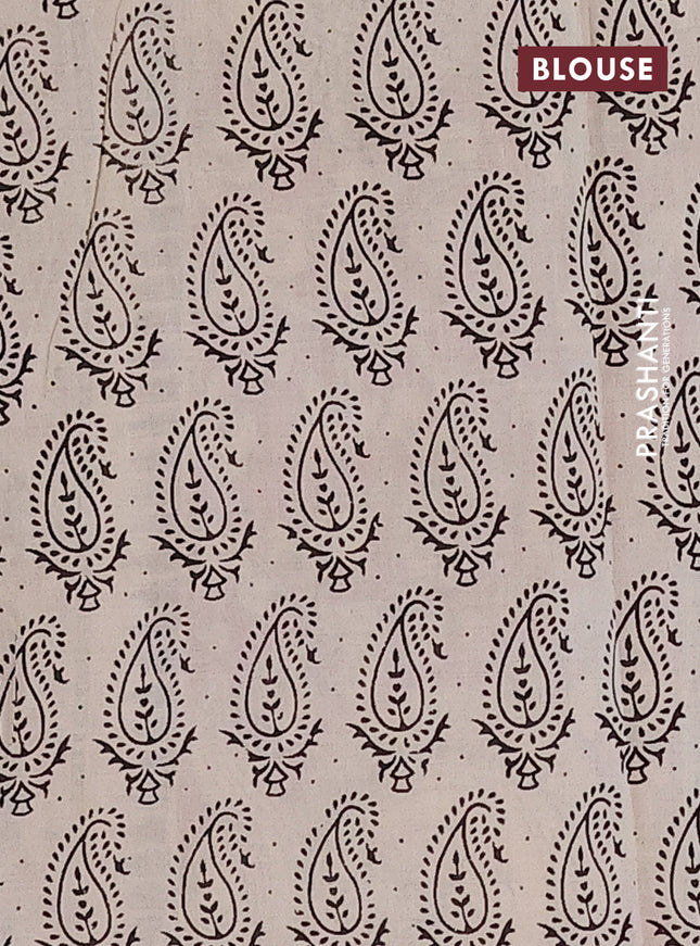 Kalamkari cotton saree blue and beige with pichwai prints and printed border