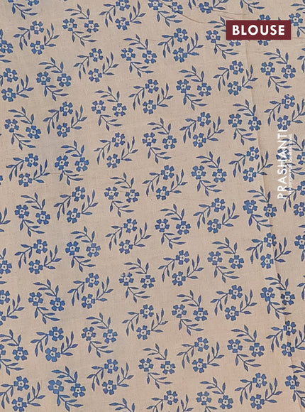 Kalamkari cotton saree coffee brown and cs blue with allover prints and printed border