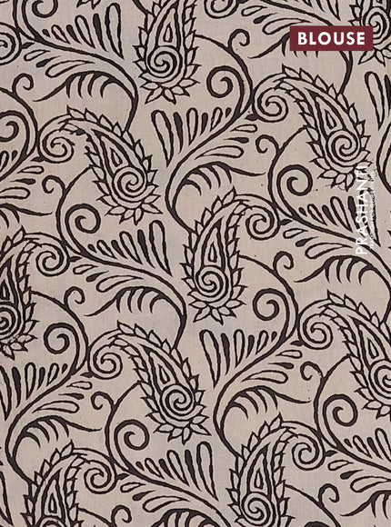 Kalamkari cotton saree black and beige with allover batik prints and printed border