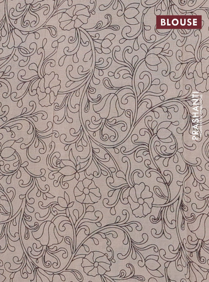 Kalamkari cotton saree multi colour and teal green with allover prints and printed border