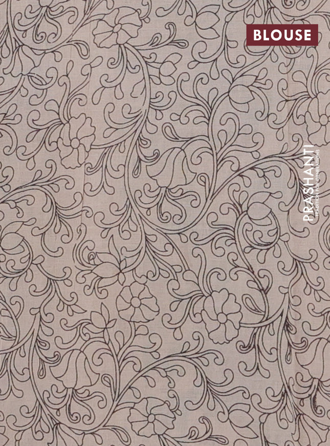 Kalamkari cotton saree multi colour and teal green with allover prints and printed border