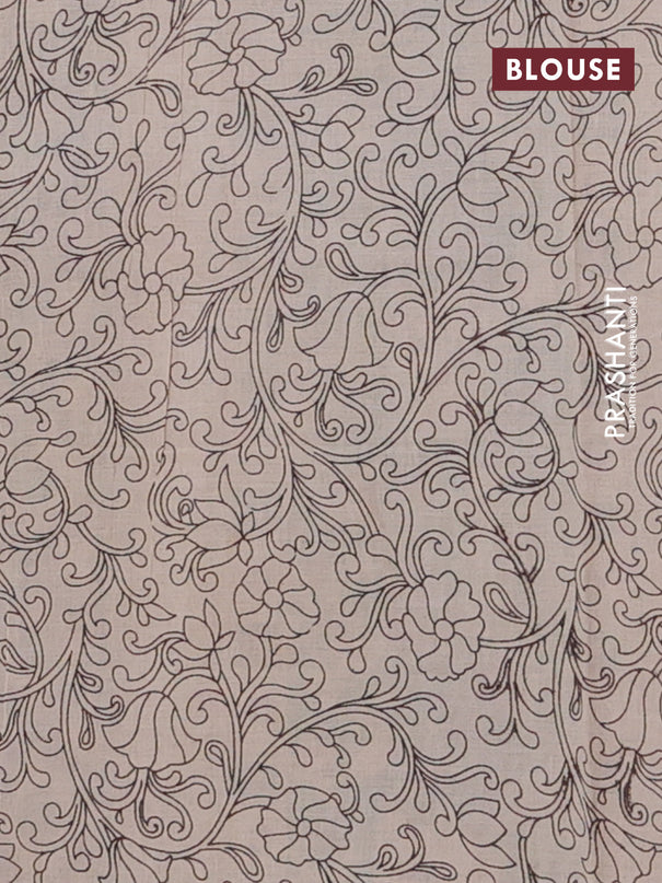 Kalamkari cotton saree multi colour and teal green with allover prints and printed border