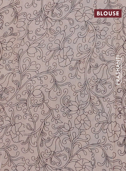 Kalamkari cotton saree multi colour and blue with allover prints and printed border