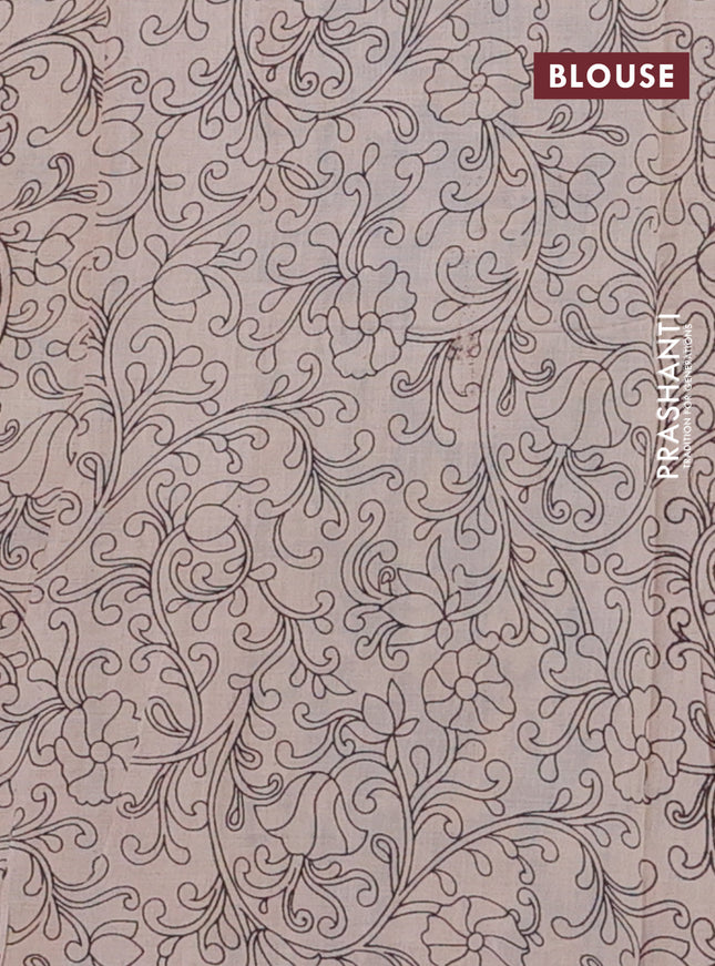 Kalamkari cotton saree multi colour and blue with allover prints and printed border