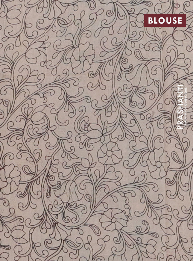 Kalamkari cotton saree multi colour and green with allover prints and printed border