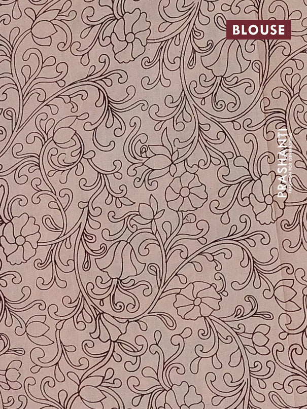 Kalamkari cotton saree multi colour and green with allover prints and printed border