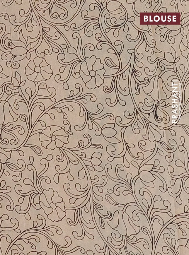 Kalamkari cotton saree multi colour and green with allover prints and printed border