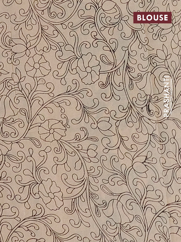 Kalamkari cotton saree multi colour and green with allover prints and printed border