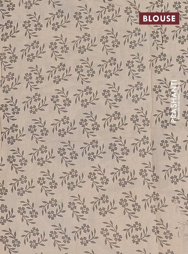 Kalamkari cotton saree black and grey with allover prints and printed border