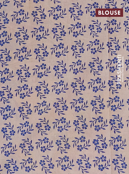 Kalamkari cotton saree red and cs blue with allover prints and printed border