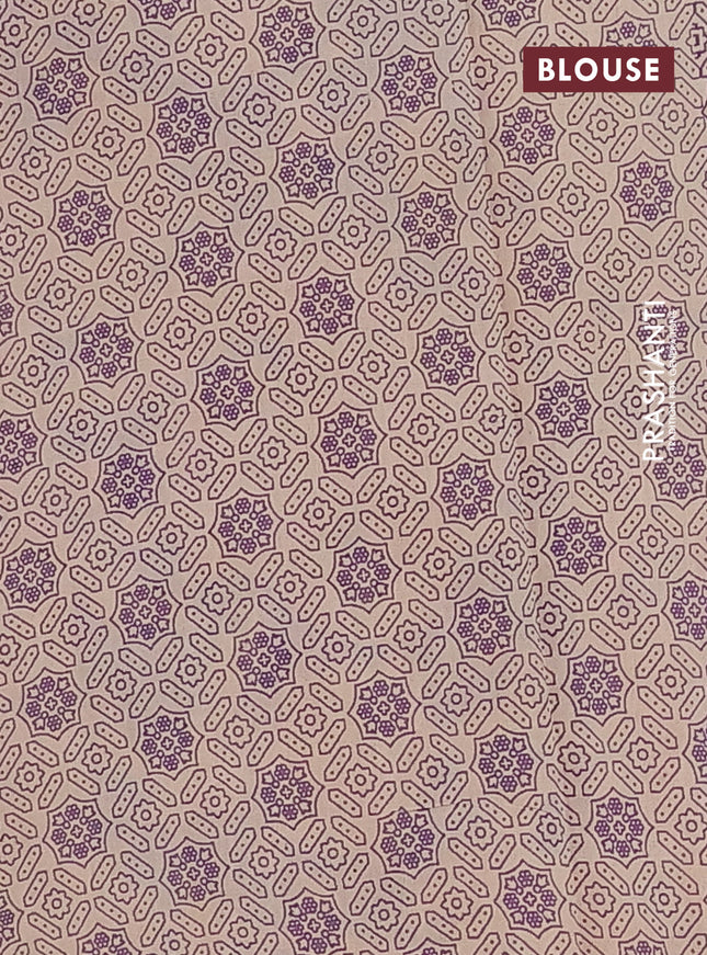 Kalamkari cotton saree mustard yellow and violet with allover prints and printed border