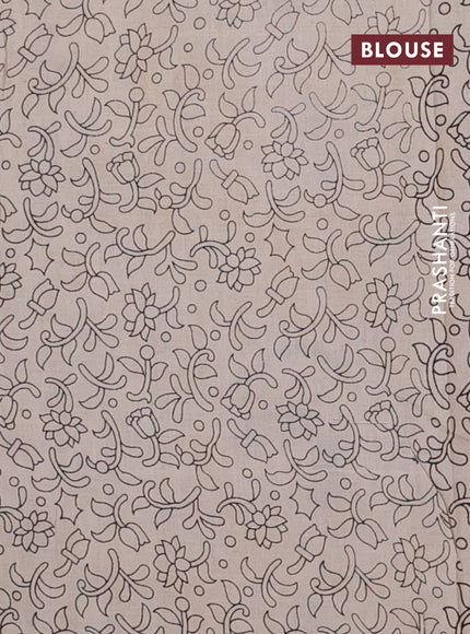 Kalamkari cotton saree black and beige with allover prints and printed border