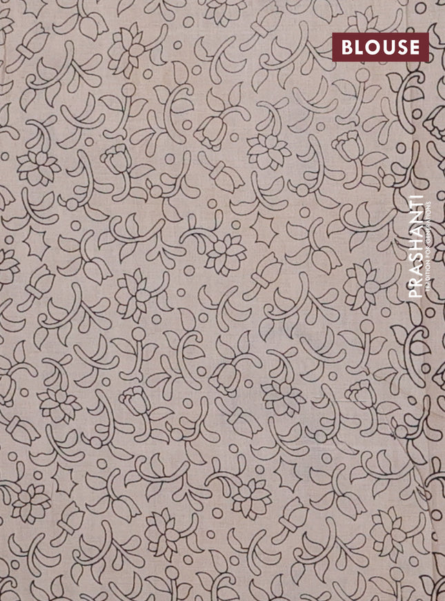 Kalamkari cotton saree black and beige with allover prints and printed border